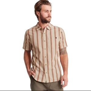 Roark Shirt Men XL  Brown Short Sleeve Button Up Casual Golfing Hiking Striped